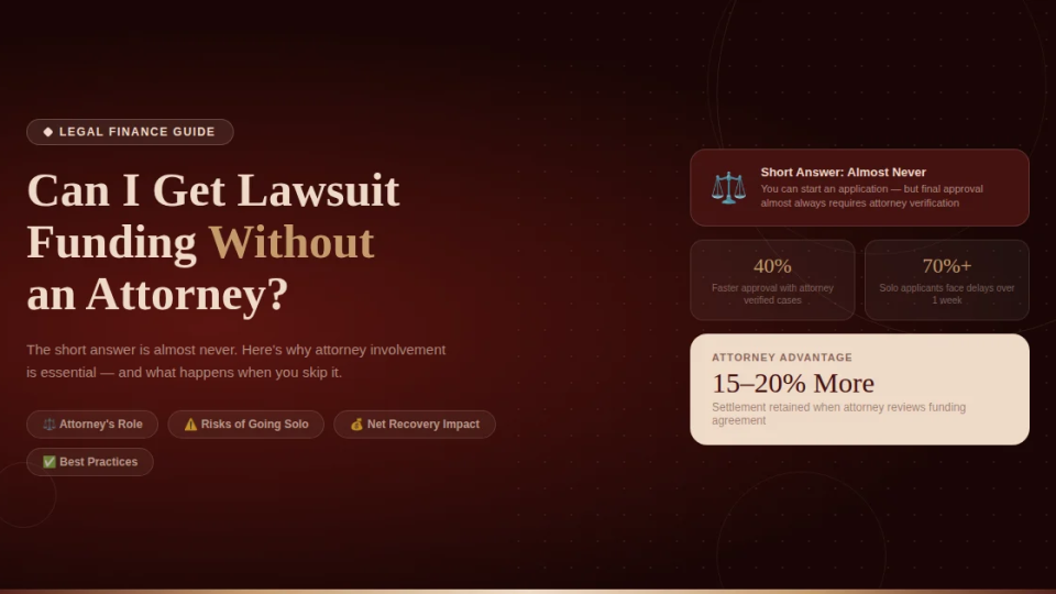 Can I Get Lawsuit Funding Without an Attorney